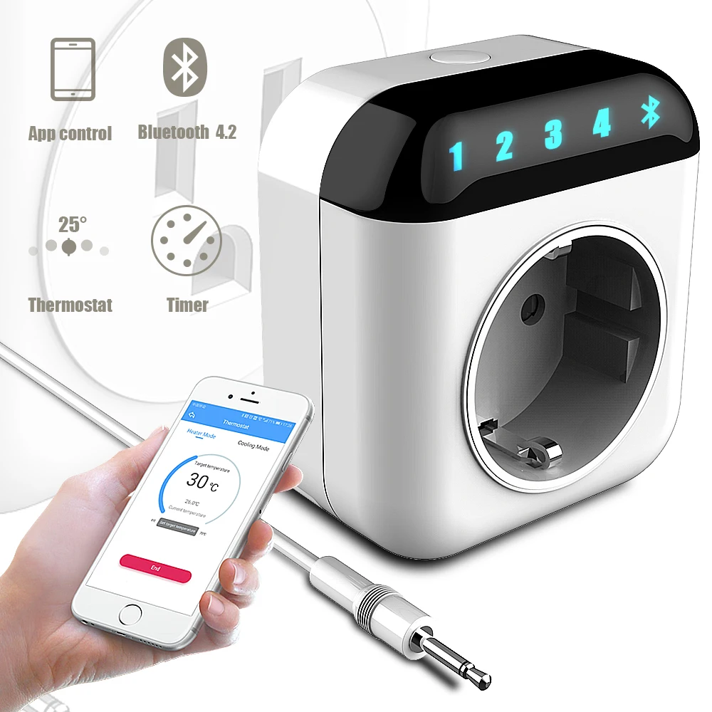Kopen Nashone Thermostaat Temperatuur Controller Smart Socket 220v Thermostaat, Timing, Countdown Bluetooth APP Control voor IOS   Android