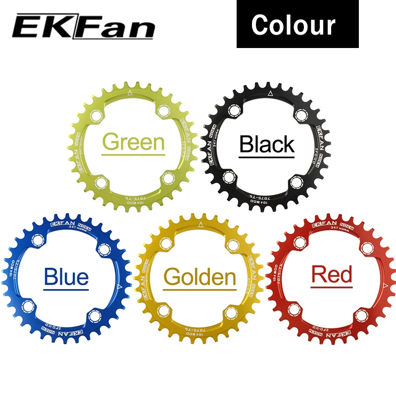 EKFan 104BCD круглая шатунная пластина 30T 32T 34T 36T 38T для велосипедных колес фиолетовая и