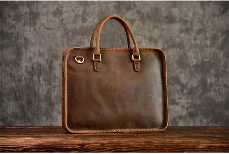 PNDME простые винтажные высококачественные мужские сумки из воловьей кожи Женский дипломат модные повседневные деловые сумки из натуральной кожи сумки для ноутбука - Цвет: Brown