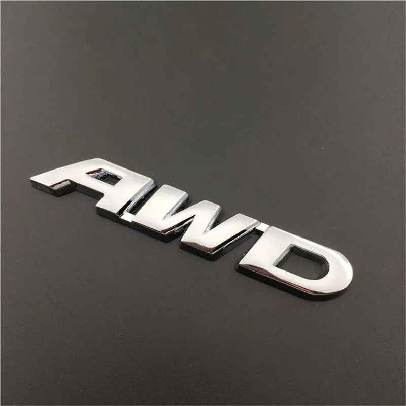 【 】20 шт. автомобильный Стайлинг 9,2*1,5 см металлическая AWD Эмблема для багажника значок боковые логотипы автомобили наклейки на тело красный черный серебристый - Цвет: Silver