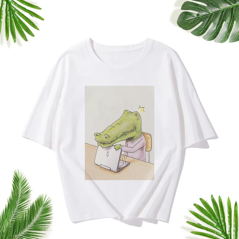 MR.Crocodile Can't Do It Harajuku эстетика Kawaii футболка с коротким рукавом модная женская в