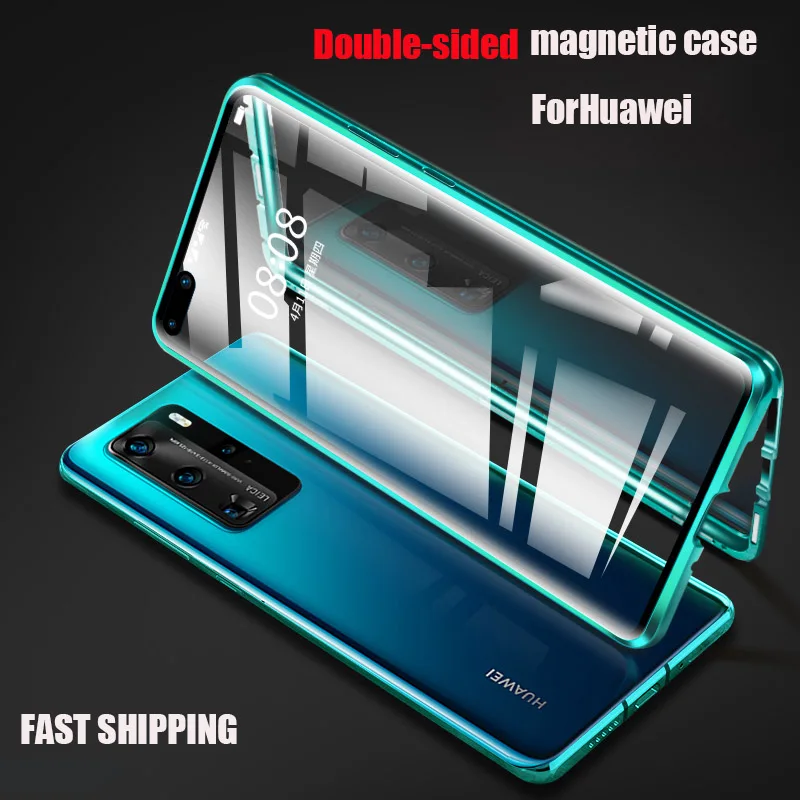 360 магнитный металлический чехол для Huawei Mate 30 20 P40 Pro Lite двухстороннее стекло Honor 10