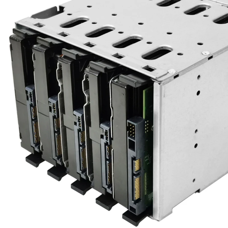 Nova Gaiola de Disco Rígido 5x3.5 Polegada Sata Hdd Gaiola Rack Rígido Driver Bandeja com Ventilador Espaço Aço Inoxidável 2023 - Imagem 3