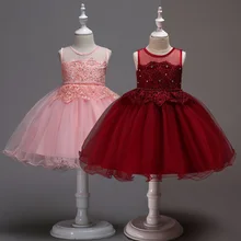 Новые платья с фатиновой юбкой для девочек, украшенные цветами элегантные кружева, платье-пачка для свадьбы, дня рождения, платья для детей 2, 4, 6, 8, 10, 12 лет