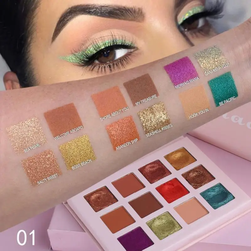 

12 Color Glitter Eyeshadow Palette Lasting Waterproof Makeup Matte Shiny Pigment Eyeshadow Diamond Glitter Eyeshadow Style Gifts