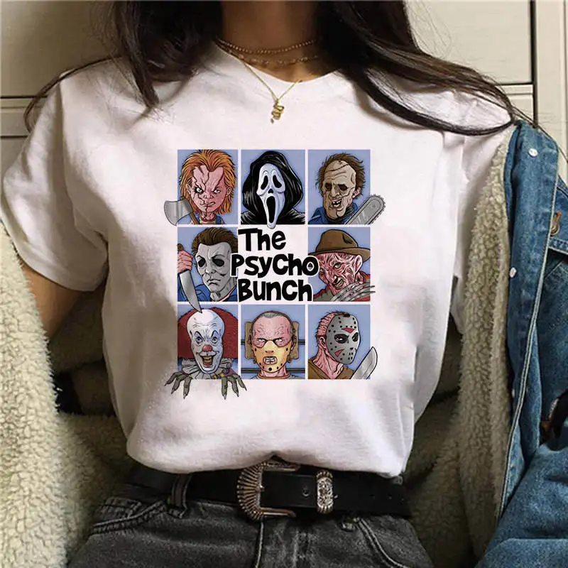 16 Странные Вещи Pennywise Майкл Майерс Джейсон Voorhees Хэллоуин ужас Ouija Ropa Camiseta Das Mulheres Футболка Топ Haut Femme - Цвет: 16