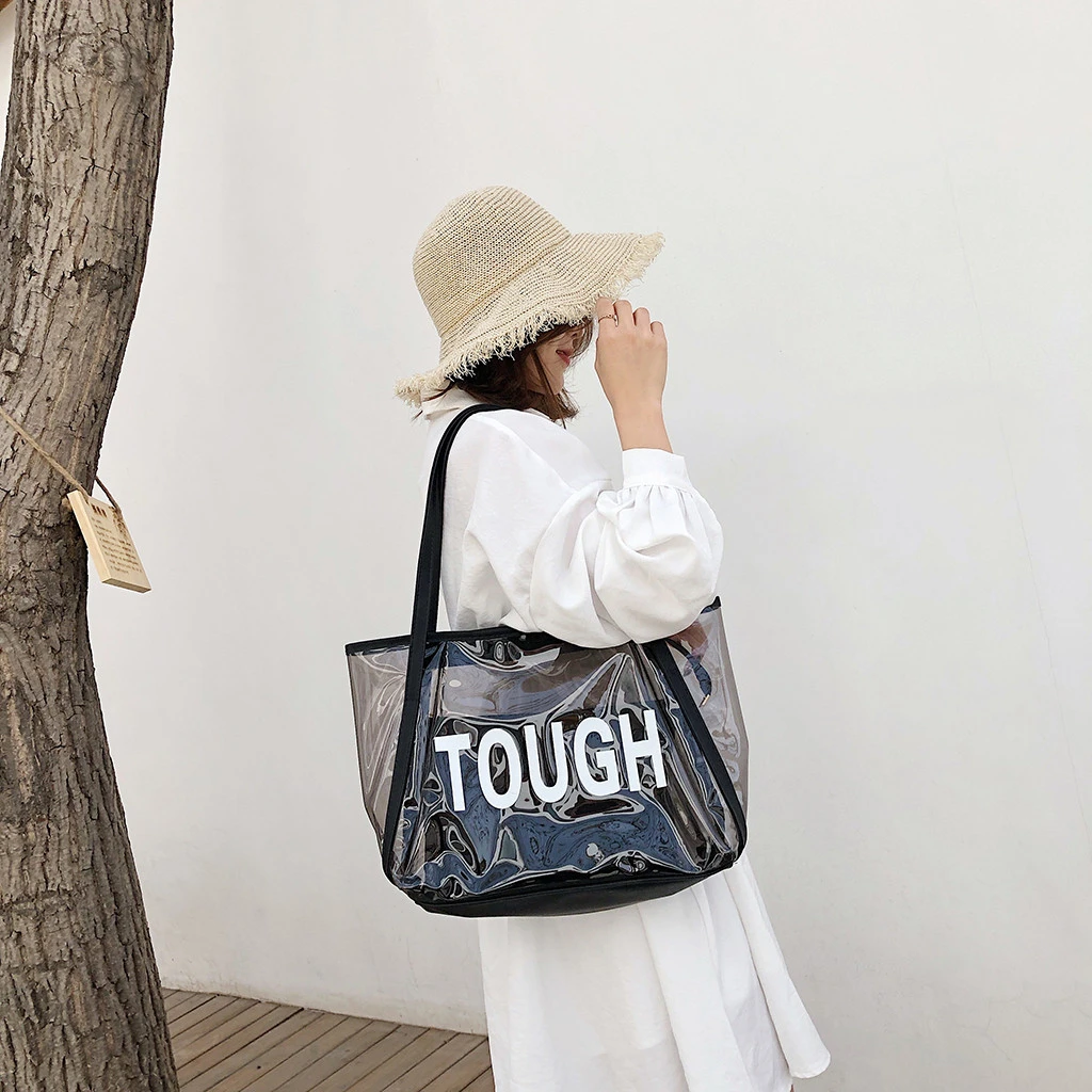 Clear Transparent PVC Shoulder Bags Women Candy Color Jelly Bags Purse Handbags Beach Travel Crossbody Shopping Totes 821