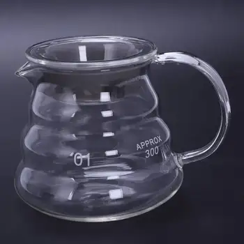 

V60 Pour Over Glass Range Coffee Server Carafe Drip Coffee Pot Coffee Kettle Brewer Barista Percolator Clear 360Ml