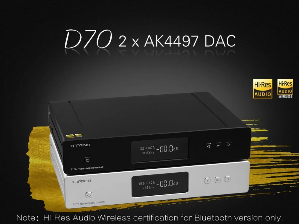 TOPPING D70 Bluetooth LDAC 5,0 CSR8675 AK4497* 2 USB DAC AK4118 приемник XMOS XU208 DSD512 родное 32 бит/768 кГц Hi-Res аудио