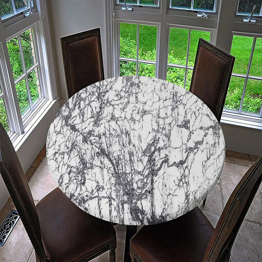 Waterproof Table Cover Fitted Tablecloth Round 55' Moisture-proof Reusable