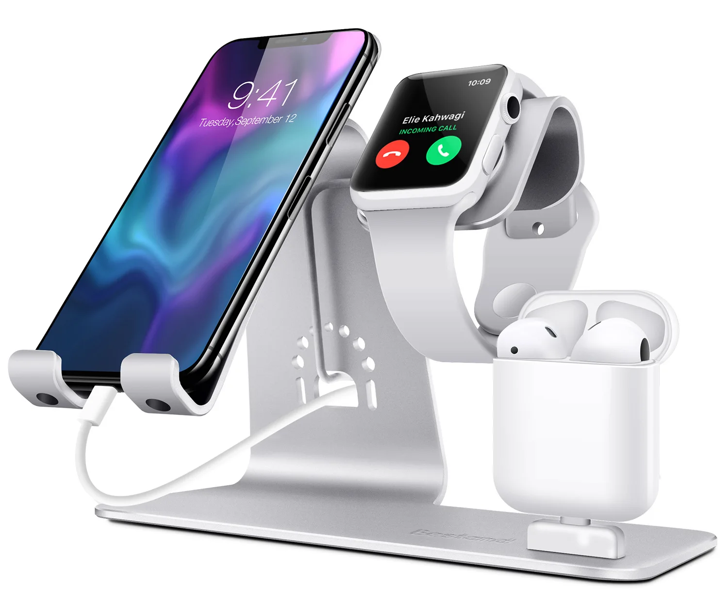 3 в 1 алюминиевая Qi Беспроводная зарядная док-станция для Airpods Apple Watch 2 3 4 iPhone X Xs Max XR 8 Plus samsung S10 S9