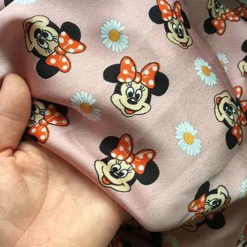

cartoon print satin fabric cloth for DIY patchwork Polyester charmeuse Fabric tissus Patchwork for Sewing Dress Cloth Making