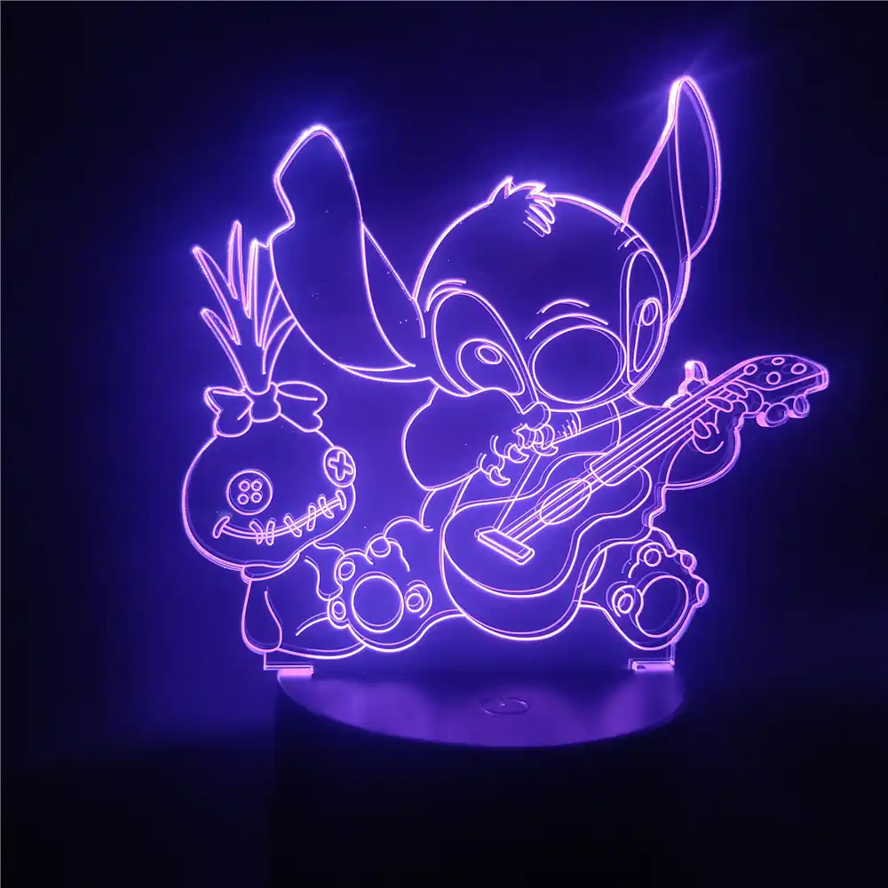 figuras de disney lilo stitch luz led nocturna de dibujos animados para ninos decoracion de dormitorio luz 3d visual lampara de mesa regalos de