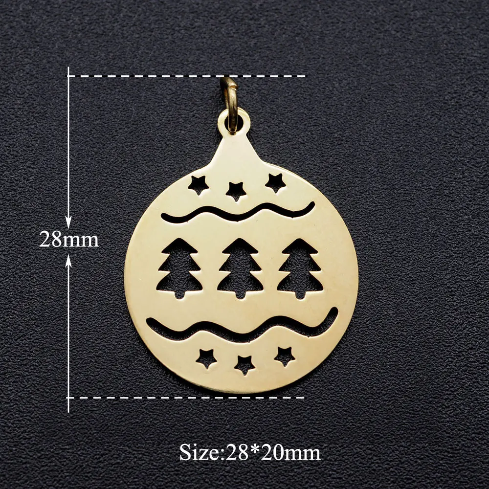 JA339-2x5 5pcs/lot 316L Stainless Steel Crhistmas Father Santa Claus Deer Tree DIY Connector Charm Wholesale Factory Direct Selling - Окраска металла: JA339-2x5
