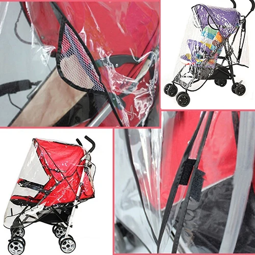 Stroller Rain Cover Universal Waterproof Wind Dust Shield Baby Stroller Pushchair Pram Rain Cover Transparent with Black New