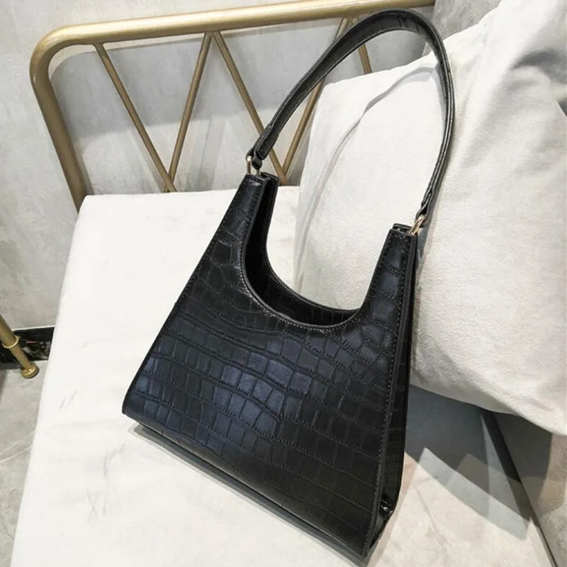 

Vintage Style Women Hanbag Crocodile Pattern Shoulder Bag Luxury Small Purse Casual Pochette Tote Pouch Underarm U shape