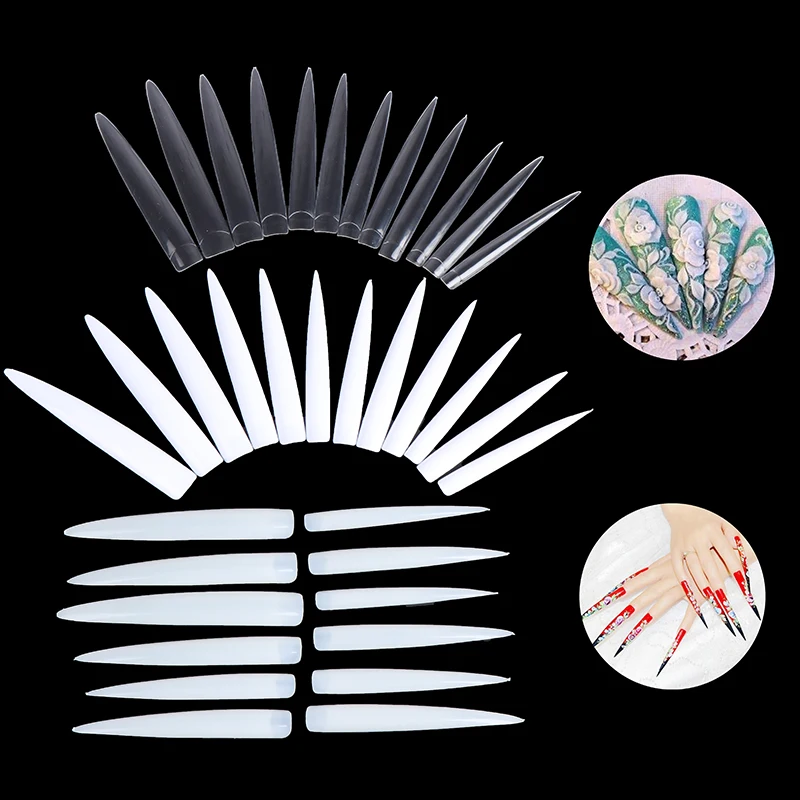 10Pcs Long False Fake Nails Tips Manicure Artificial Nails Salon Half Cover Tips White False Nails Art Tips Full Cover