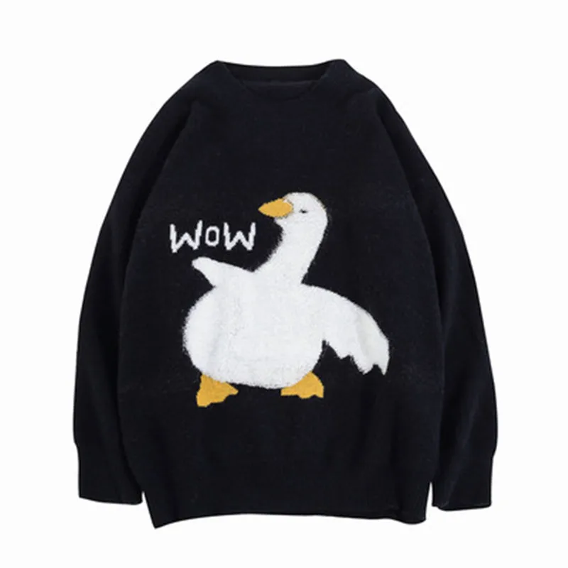 Plus Size Sweet Cartoon Goose Print 