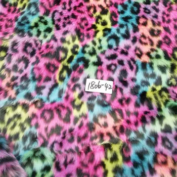 

Multicolor leopard print jacquard colored rabbit Fur For Sewing gradient bags toy shoes material environmental plush