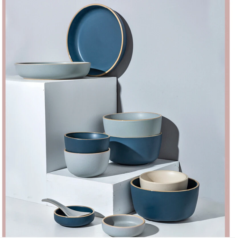ANTOWALL Nordic керамическая фарфоровая Комплектная посуда для 1/2/4 человек Morandi посуда набор столовых приборов влюбленных бытовые плиты