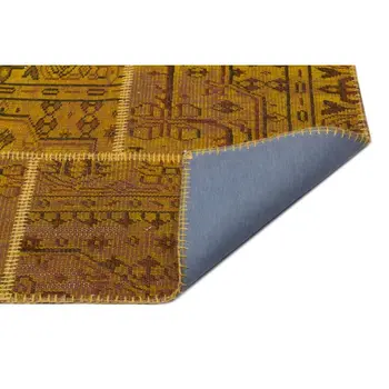 

Handmade Yellow Vintage Overdyed Patchwork Area Rug 160 X230 Cm-5'3''X7'7''