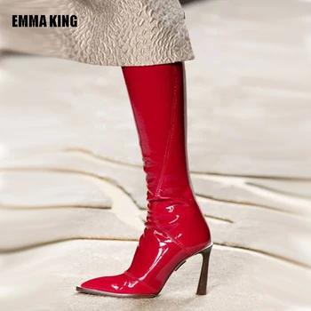 

2020 Pu Leather Boots Crotch Thigh High Heeled Pointed Toe Shoes Over The Knee Thin High Heels Catwalk Boots Women New Arrival