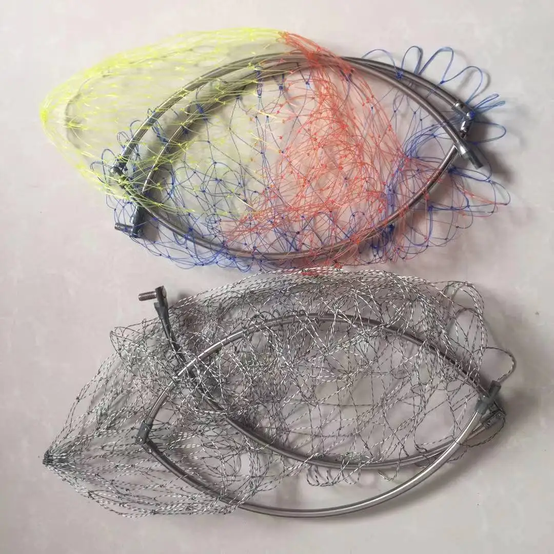 

Folding Stainless Steel Landing Net Head Dyneema Color Silk Nylon Thread Folding Changing String Bag Big Eyes