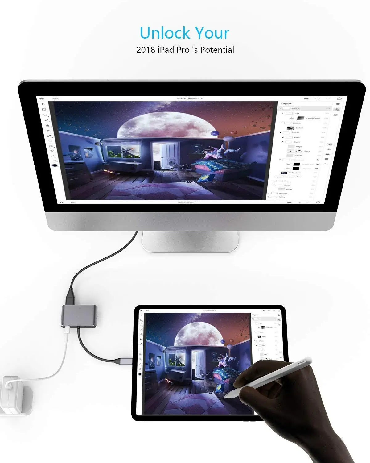 Тип C к HDMI VGA адаптер USB C концентратор с 4K HDMI 1080P VGA USB 3,0 PD Зарядка 2 экрана такой же дисплей для MacBook Pro больше