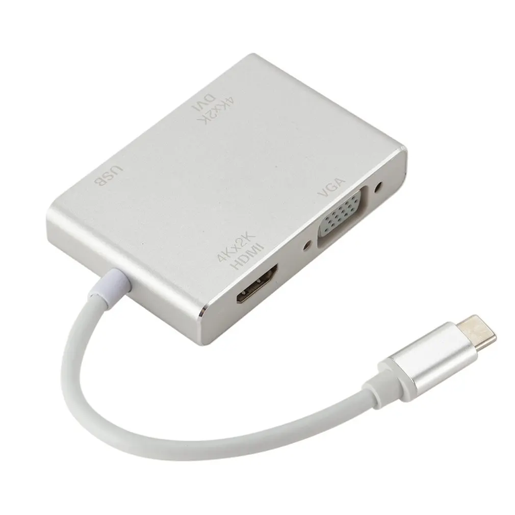 4 в 1 многофункциональная конвертер Тип с разъемами типа C и HDMI VGA, HDMI, DVI USB3.0 видео конвертер адаптер «Папа-мама»