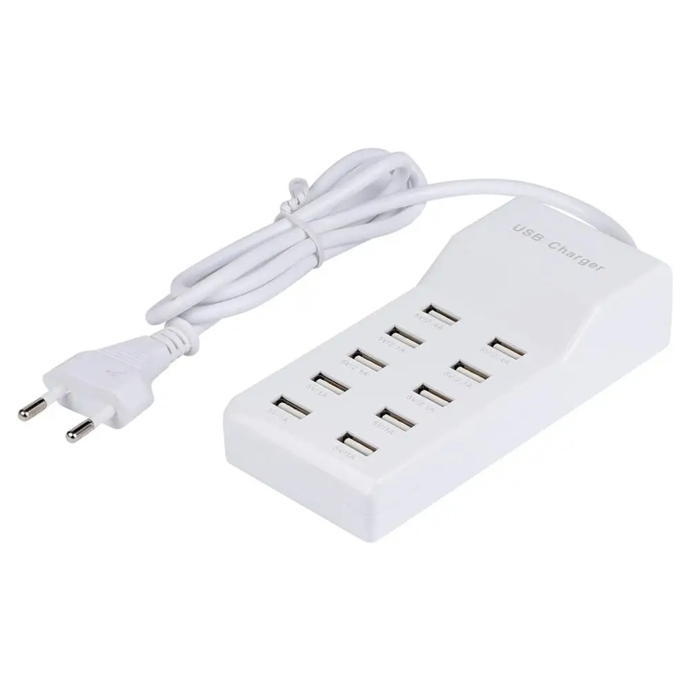 10 портов, быстрая зарядка через usb, адаптер питания для настенного путешествия, настольное зарядное устройство, концентратор США/ЕС, Разъем для мобильных телефонов, usb устройств - Тип штекера: Европейский Союз (ЕС)