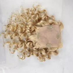 #613 European Wavy Remy Human Hair Topper for Women 12x13 CM Skin Scalp Base Blonde Breathable Clip In Hair Piece for Thin Hair