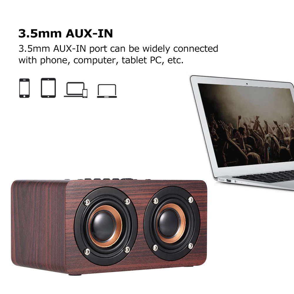 W5 Bluetooth динамик вкрапления из красного дерева BT 4,2 Двойной Громче динамик s супер бас сабвуфер Hands-free с микрофоном 3,5 мм AUX-IN TF карта
