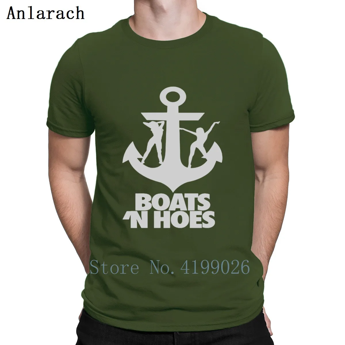 Boats N Hoes, забавная креативная футболка, супер европейский размер, футболка для мужчин, весна, Homme, высокое качество, футболка, фотографии - Цвет: Army Green