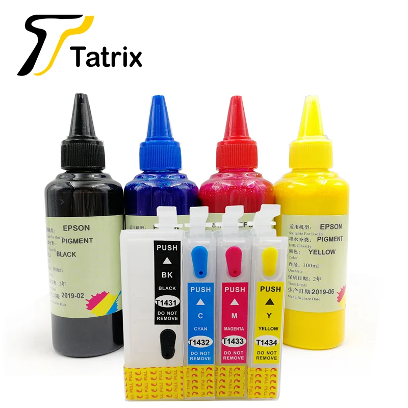 empty add PG ink Tatrix пустые перезаправляемые картриджи для Epson T1431-T1434 костюм для WP-7011 WP-7018 WP-7511 WP-7521 WF-3011 WF-352 с чипом Arc - Цвет: empty add PG ink