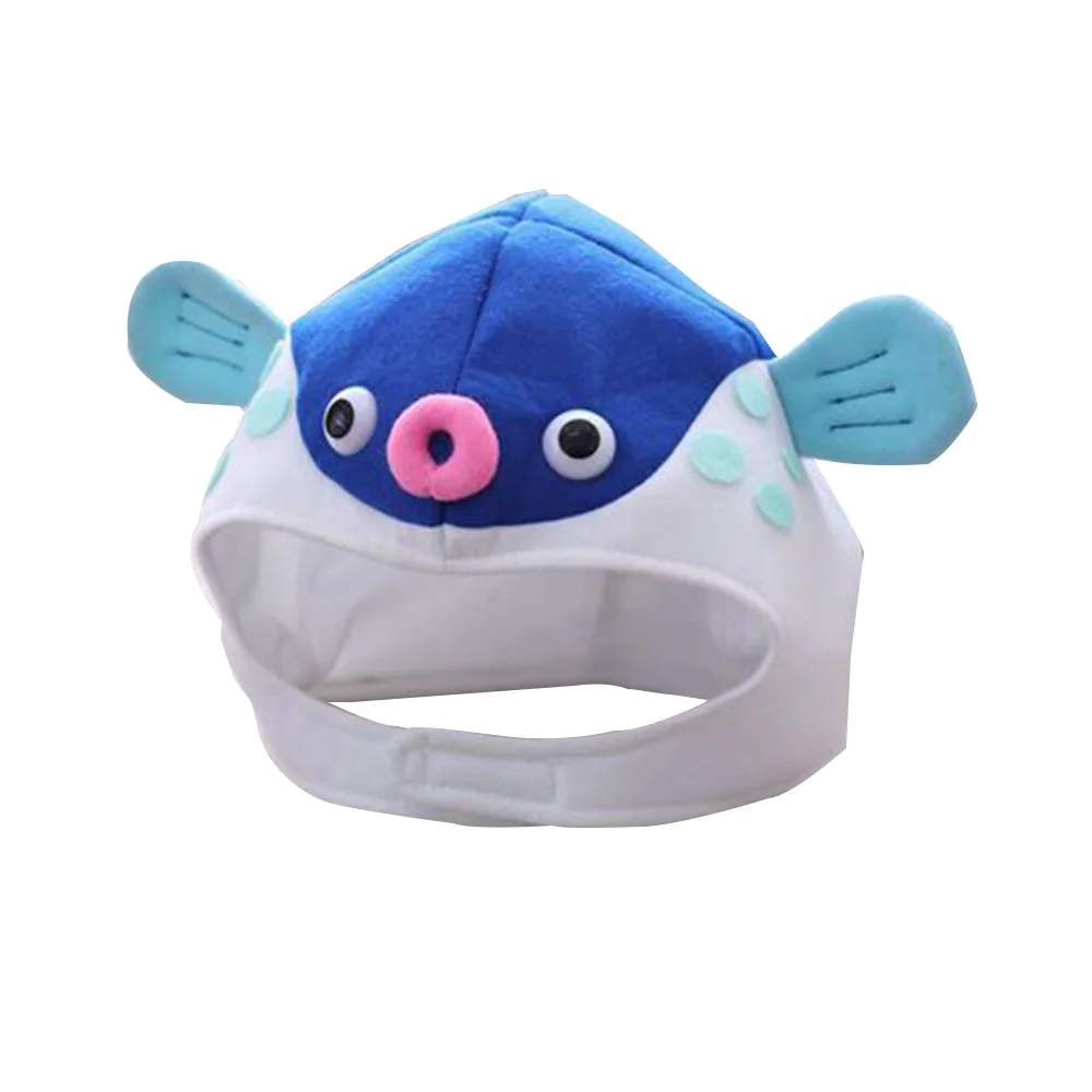 Хэллоуин Мультфильм Pufferfish шапка Забавные вечерние Косплей кепка для женщин мальчиков девочек шапка Globefish шапка плюшевая Pufferfish шапка, аксессуары для фотографий - Цвет: Blue