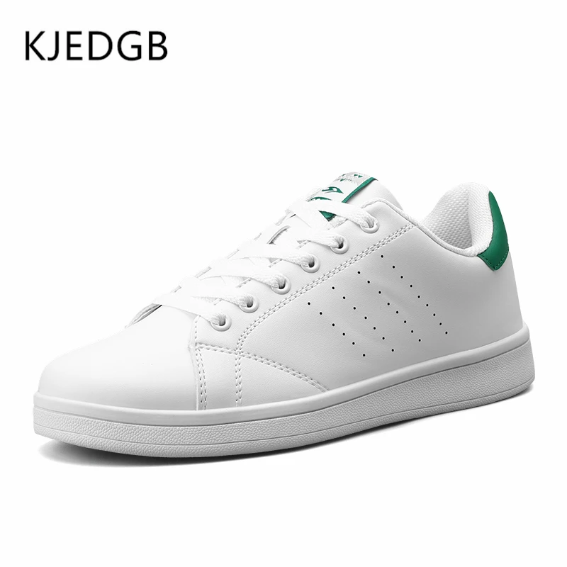 KJEDGB/классические стильные белые мужские повседневные туфли из искусственной кожи на резиновой подошве; кроссовки на плоской подошве; удобная мужская прогулочная обувь со шнуровкой