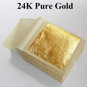 

Edible Gold Leaf 99% Gold Foil for Edible Food Decoration Art Craft Paper Gilding 100pcs 5x5cm 24K Gold Leaf Sheets