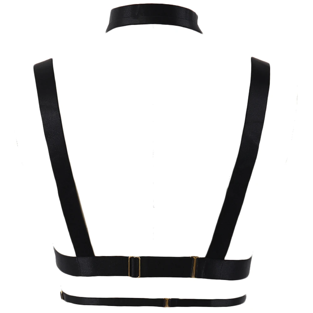 Women's Gothic Open Chest Cage Bra Sexy Bondage Body Harness Belt Rave Black Gothic Crop Top Harness Bra image 2
