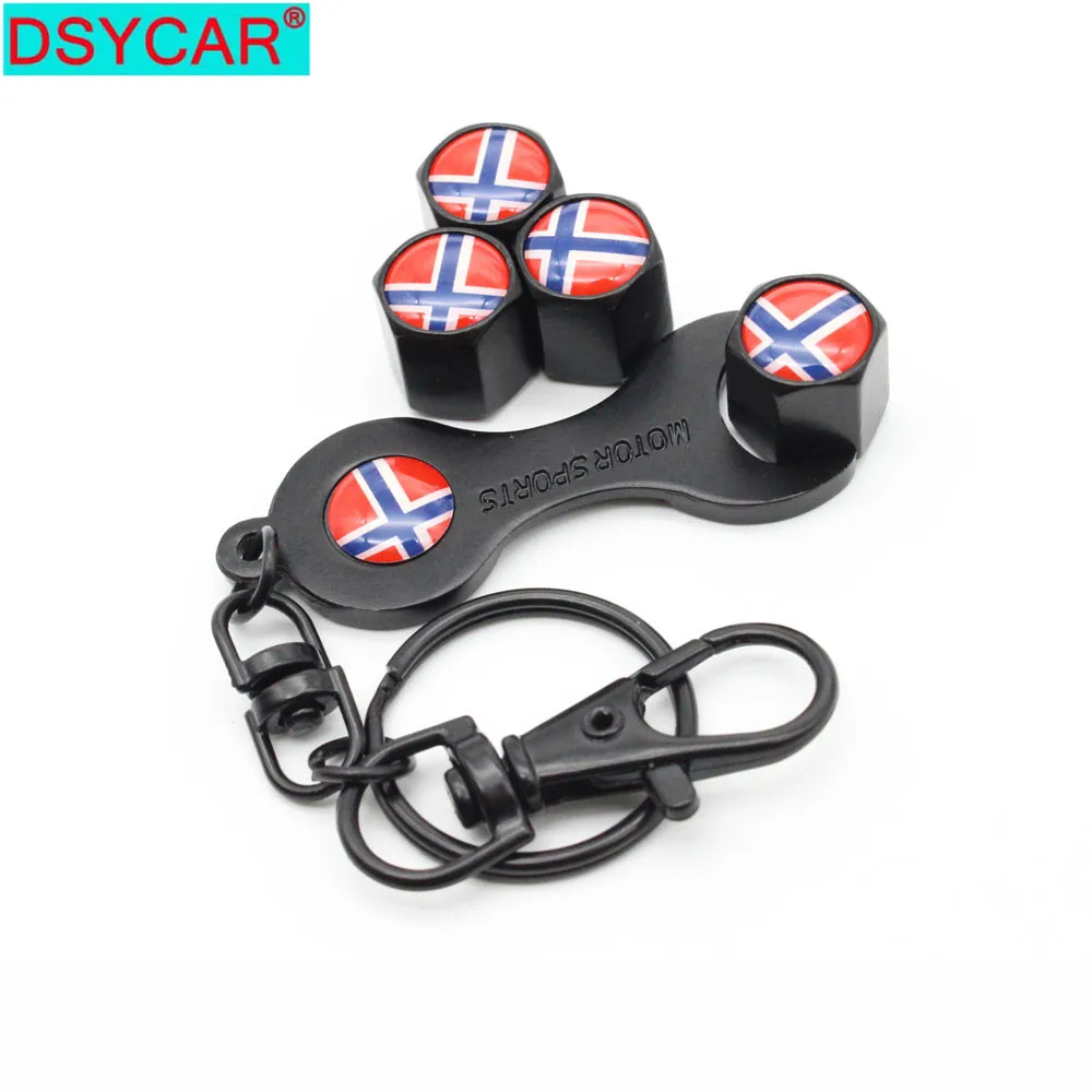 

DSYCAR 1Set Zinc Alloy Anti-theft Car Wheel Tire Valve Stem Caps Air+ Wrench Keychain Auto Car Accessories Wheels Tires Parts