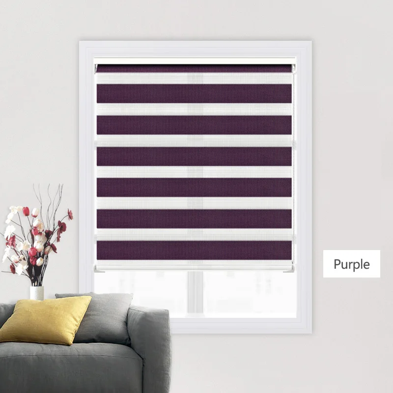 Purple Прозрачные двухслойные жалюзи-светильник в виде раковины, рулонные жалюзи для гостиной, спальни, кабинета - Цвет: Purple