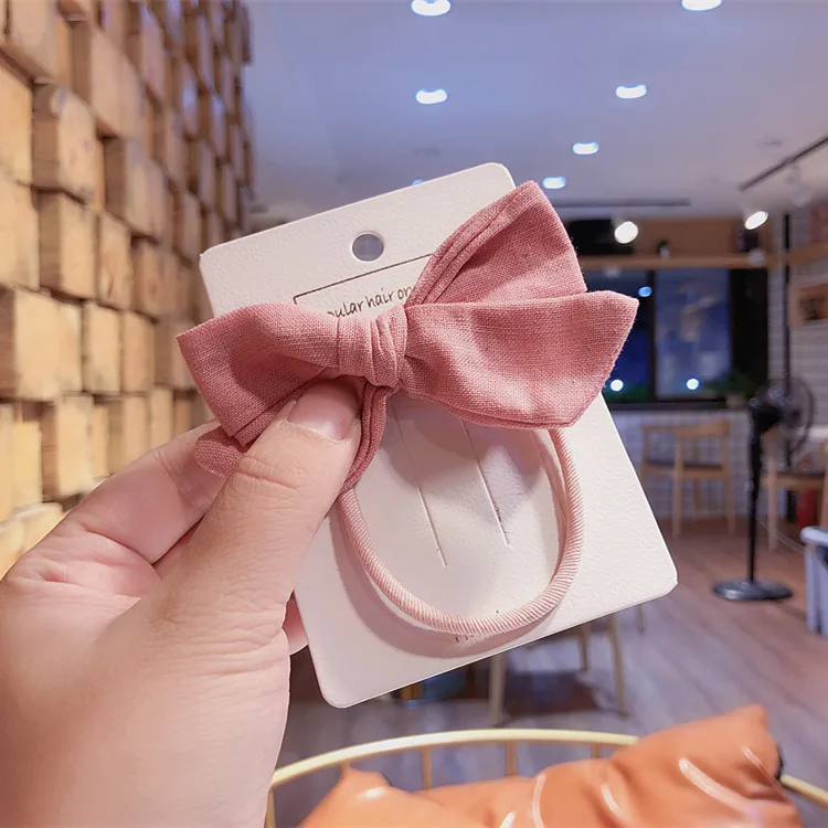 Pink hair rope Детская повязка для волос из плотной ткани с бантиком, ББ, резинка для волос для девочек, детские резинки для волос, заколка для волос с конским хвостом, аксессуары для волос - Цвет: Pink hair rope