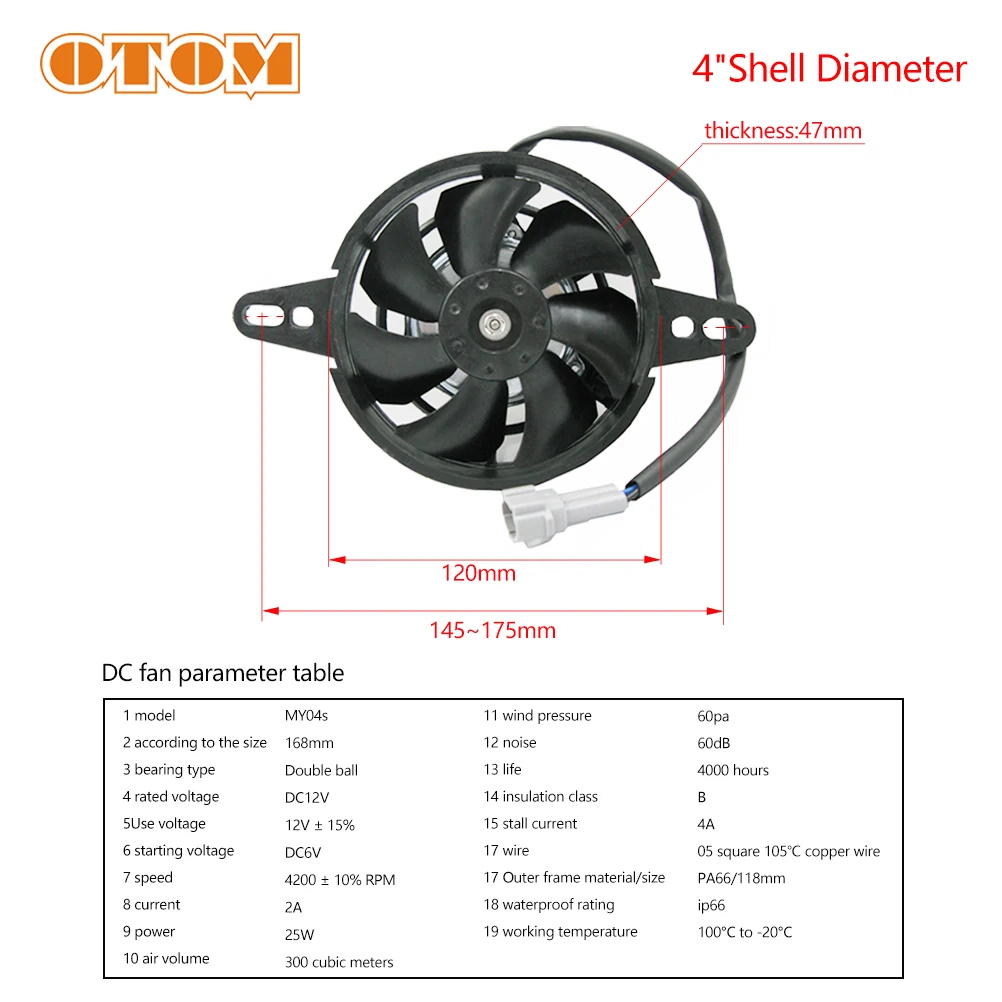 Motorcycle Cooling Fan OTOM Motorcycle One 4"/5" Radiator Fan Motocross Universal Ultrathin Large Flow Standard Motor Oil Cooler Electric Fan Accessory
