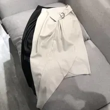 Новая женская мода сексуальный сплошной цвет все-в-одном ремень кожа Ретро Высокая талия ремень Открытый Сплит сумка бедра юбка 1219