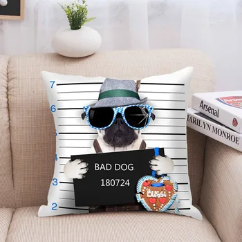 

Bad Dog Pillow Cover White Poodle Bulldog Cushion Cover Polyester Peach Skin Material Home Sofa Decorate Throw Pillowcase