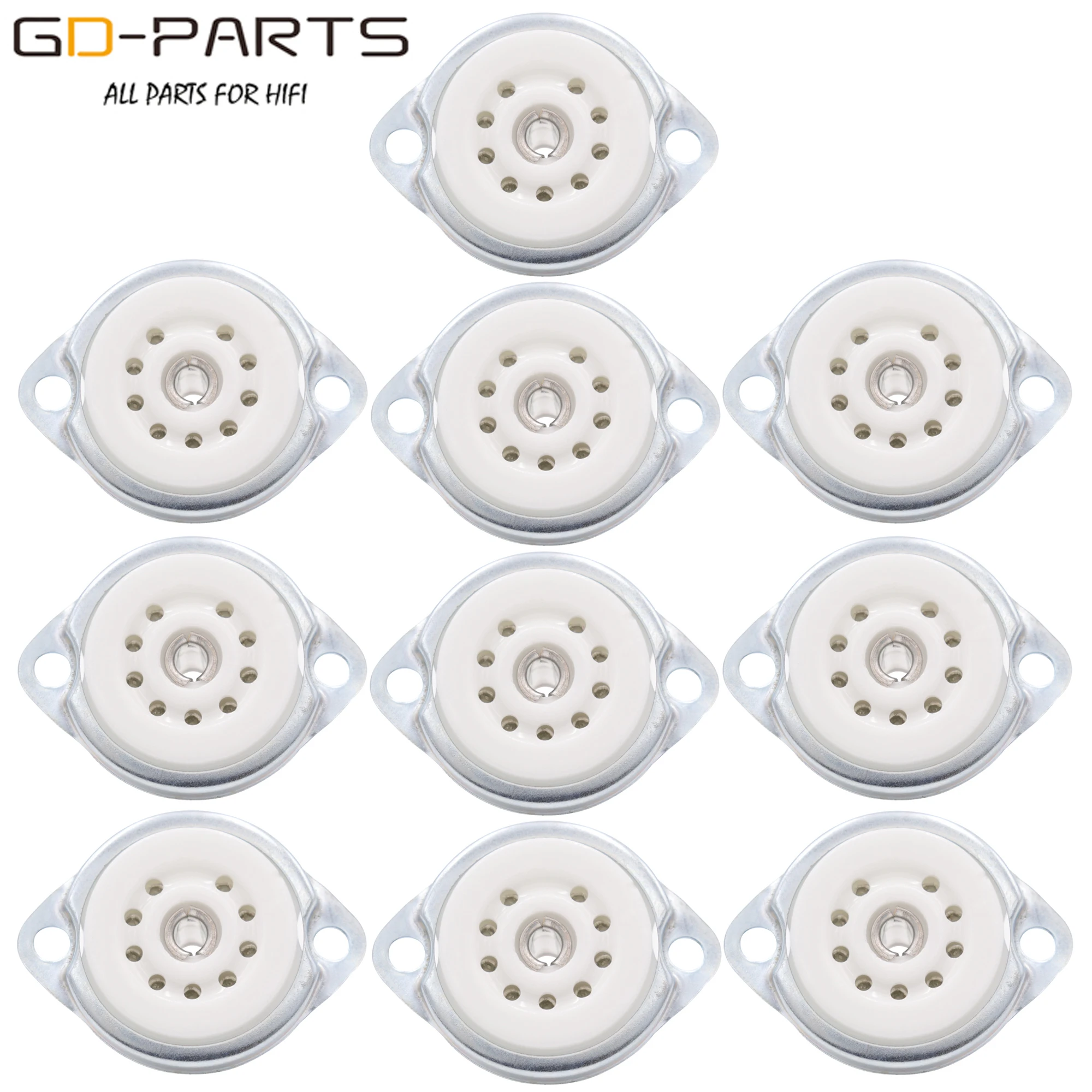 Chassis Mount 9pin Ceramic Vacuum Tube Socket Base FOR 12AX7 ECC82 6922 EL84 6DJ8 12AU7 12AT7 Hifi Audio Guitar Tube AMP DIY 10P 4