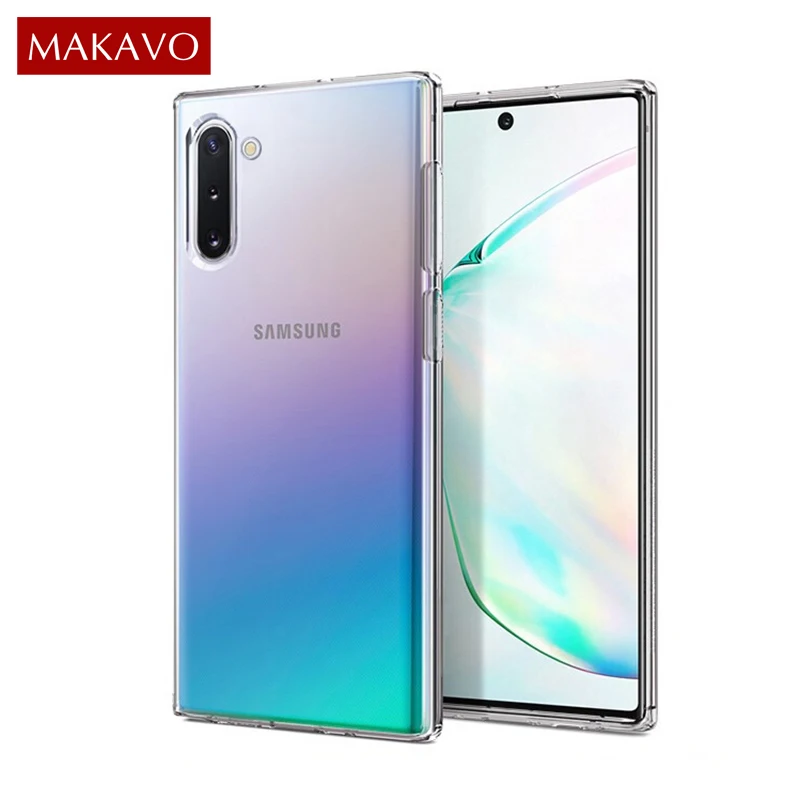 

MAKAVO For Samsung Galaxy Note 10 Plus Case Slim Transparent TPU Silicone Clear Soft Back Cover For Samsung Note 10+ Phone Case