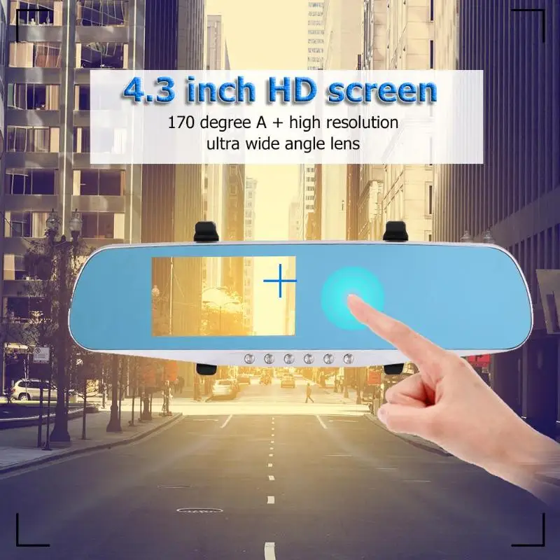 A20 заднее зеркало вождения рекордер 4,3 дюймов HD 1080P двойной объектив Реверсивный Imag