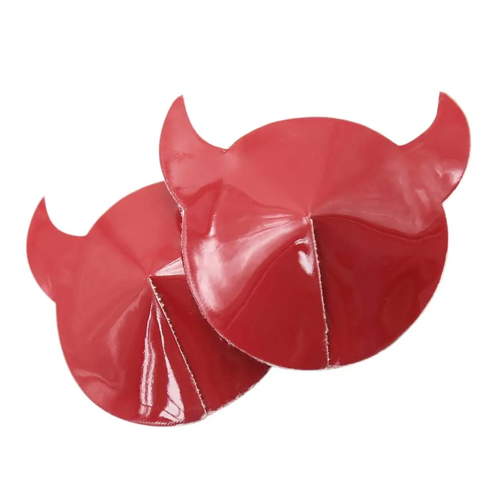 Exotic Leather Pasties Self Adhesive Horn Nipple Covers Sexy Red Devil Bra Stickers Patch Coslplay Props Women Intimate