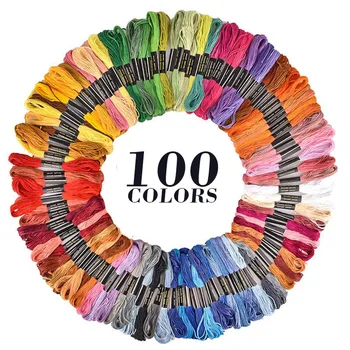 

100 Threads Cotton Embroidery Thread Cross Stitch Floss Skeins Assorted Colors Floss Sewing Skeins Craft Knitting