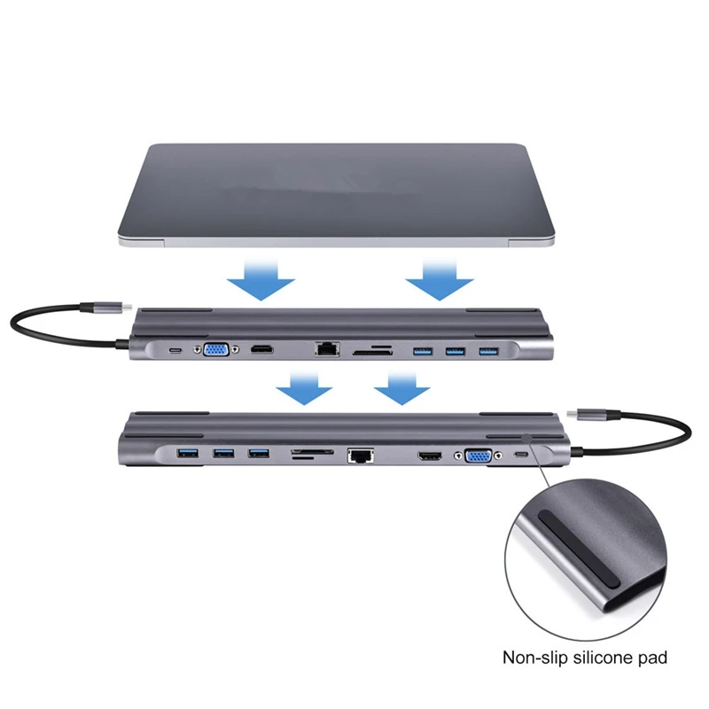 10 в 1 концентратор USB Type C конвертер с портом Hdmi Vga Rj45 Usb3.0 Sd/Tf кард-ридер для Macbook Pro samsung huawei ноутбука